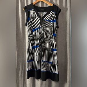 Enfocus Studio Black and Blue Geometric Mini Dress